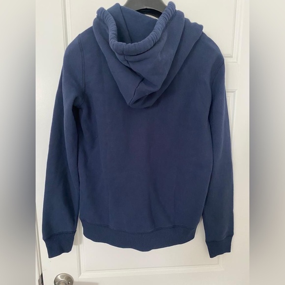 HOLLISTER Embroidered Logo Graphic Navy Blue Long Sleeves Hoodie in Small - Picture 7 of 7